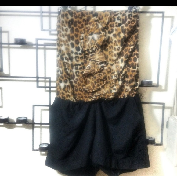 Express Cheetah Print Romper Size L - Picture 2 of 6